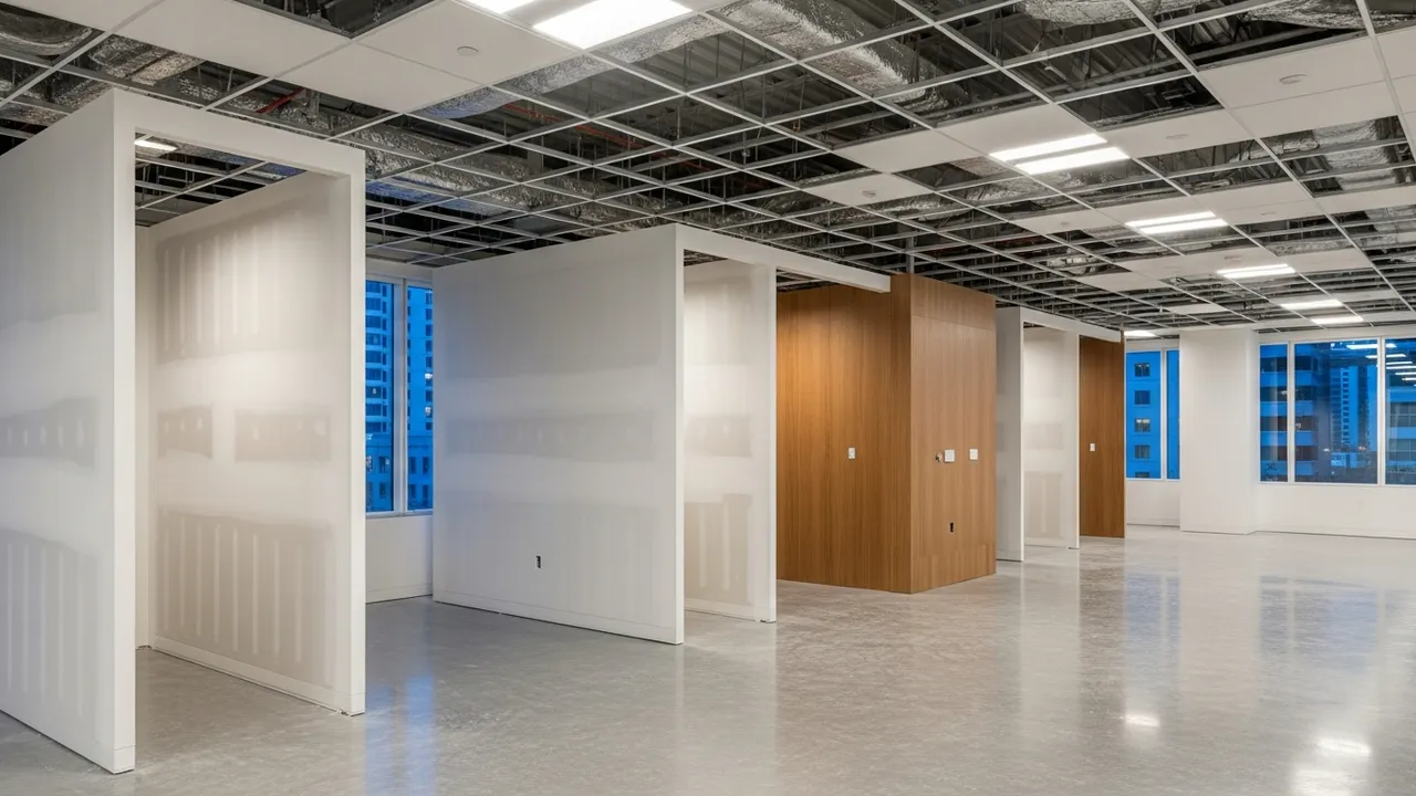 Modern Miami commercial interior buildout in progress